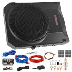 5 Core 10 inch Slim Under Seat Car Audio Subwoofer 800W Active Powered Under-Seat Built in Amplifier Truck Sub Woofer in Enclosure Box + Wiring Kit &