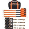 VEVOR Car Tie Down with Chain Anchors, Lasso Style 2"×120" Tire Straps, 5865 LBS Working Load, 11023 LBS Breaking Strength, with Heavy Duty Ratchets f