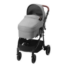 VEVOR Standard Baby Stroller, Infant Toddler Stroller with Bassinet, 3rd-Gear Adjustable Backrest & Foldable & Reversible Seat, Carbon Steel Newborn S