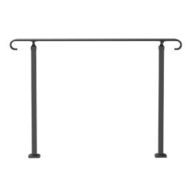 VEVOR Handrails for Outdoor Steps, Fit 3-5 Steps Outdoor Stair Railing, Wrought Iron Handrail, Flexible Front Porch Hand Rail, Black Transitional Hand