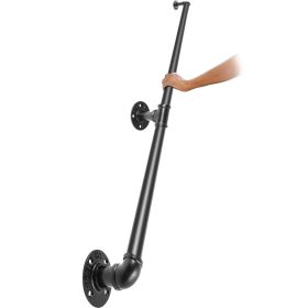 VEVOR Pipe Stair Handrail, 4FT Staircase Handrail, 440LBS Load Capacity Carbon Steel Pipe Handrail, Industrial Pipe Handrail with Wall Mount Support,