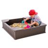 VEVOR Sandbox with Cover, 48.6x48.6x12.4 in Square Sand Box, HDPE Sand Pit with 4 Corner Seating and Bottom Liner, Kids Sandbox for Outdoor Backyard,