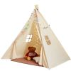 VEVOR Kids Play Tent, Teepee Tent for Kids 1-5 Years Old, Tent for Kids with Windows for Indoor and Outdoor, Toddler Tent with Mat and Plush Decorativ
