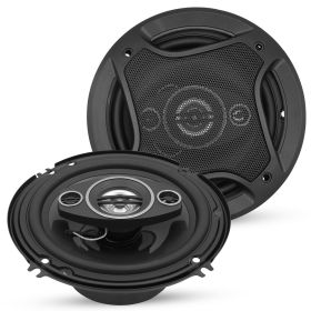 5 Core 2 Way 6' Car Stereo Speakers Pair 500W Coaxial Subwoofer w Tweeter | Universal Fit Deep Bass Replacement Component Speaker for Vehicle Door Sid