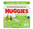 Huggies Natural Care Sensitive Baby Wipes, Unscented, 10 Pack, 560 Total Ct