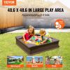 VEVOR Sandbox with Cover, 48.6x48.6x12.4 in Square Sand Box, HDPE Sand Pit with 4 Corner Seating and Bottom Liner, Kids Sandbox for Outdoor Backyard,