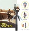 Phone Tripod 62" Selfie Stick for iPhone with Remote and 3W LED Light, Universal Mount, Phone Stand for Recording & Streaming, Tripod for iPhone & And
