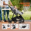 VEVOR Standard Baby Stroller, Infant Toddler Stroller with Bassinet, 3rd-Gear Adjustable Backrest & Foldable & Reversible Seat, Carbon Steel Newborn S