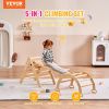 VEVOR Pikler Triangle Set, 5 in 1 Toddler Climbing Toys Indoor Playground, Ramp, and Arch, Montessori Climbing Set with Triangle, Medium Size Wooden C