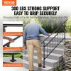 VEVOR Outdoor Stair Railing, Fits for 1-5 Steps Transitional Wrought Iron Handrail, Adjustable Exterior Stair Railing with Fence, Handrails for Concre