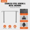 VEVOR Handrails for Outdoor Steps, Fit 3-5 Steps Outdoor Stair Railing, Wrought Iron Handrail, Flexible Front Porch Hand Rail, Black Transitional Hand