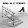 VEVOR Outdoor Stair Railing, Fits for 1-5 Steps Transitional Wrought Iron Handrail, Adjustable Exterior Stair Railing with Fence, Handrails for Concre