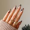 24Pcs Fake Nails With Glue Full Cover Nail Tips Press On Med Nails DIY Manicure Oval False Nails Almond Artificial