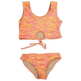 GIRL'S SPACE DYE TWO PIECE BATHING SUIT BIKINI (Color: Orange, size: S)