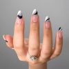 24Pcs Fake Nails With Glue Full Cover Nail Tips Press On Med Nails DIY Manicure Oval False Nails Almond Artificial